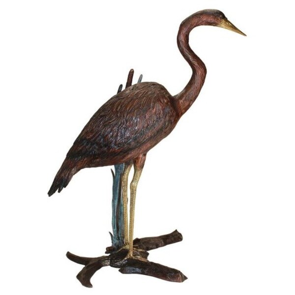 Pipe Fountains Standing and Fishing Herons in Reeds Bronze Statues